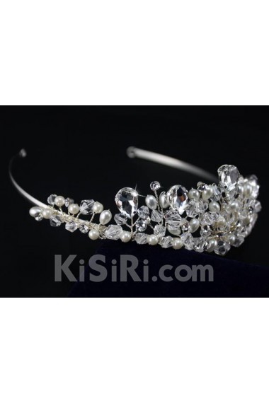 Handmade Crystal Wedding Headpieces with Imitation Pearls