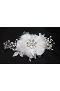 Luxurious Satin Crystal Wedding Headpieces with Imitation Pearls