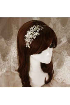 Alloy Rhinestone Wedding Headpieces with Imitation Pearls