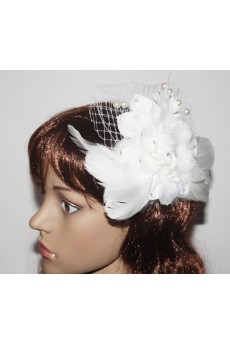 Elegant Feather Wedding Headpieces with Imitation Pearls