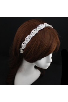 Rhinestone Wedding Headpieces with Lace Ribbon