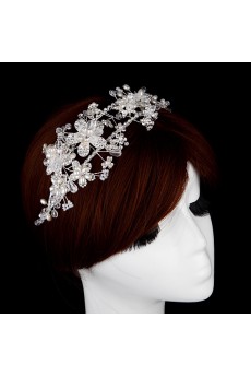 Alloy Crystal and Rhinestone Wedding Headpieces with Imitation Pearls