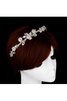 Alloy Rhinestone Wedding Headpieces with Imitation Pearls