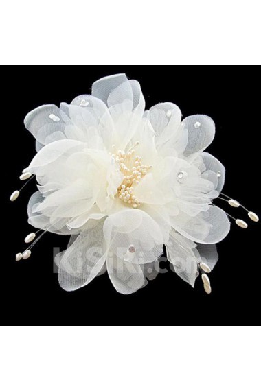White Chiifon Beads Floral Wedding Headpieces