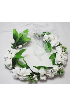 White and Green Wreath Wedding Headpieces