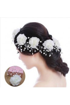 Floral Wedding Headpieces with Imitation Pearls