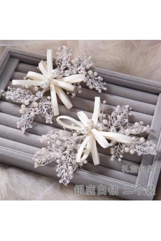 Alloy and Fabric Wedding Headpieces with Imitation Pearls
