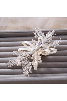 Alloy and Fabric Wedding Headpieces with Imitation Pearls