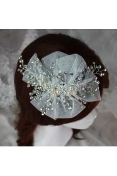 Handmade Alloy Rhinestone Wedding Headpieces with Imitation Pearls