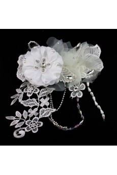 Handmade Lace Flower Wedding Headpieces with Rhinestone