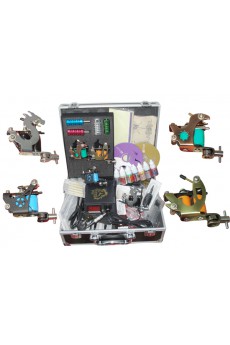 Tattoo Guns Kit with 4 Tattoo Guns and LCD Power Supply and Locking Aluminum Carrying Case