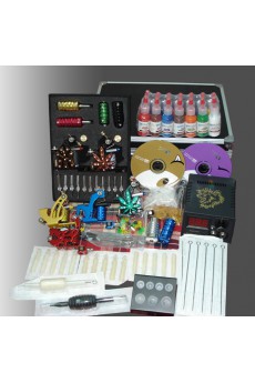 Lining and Shading Tattoo Guns Kit Completed Set with 6 Tattoo Guns and LCD Power Supply (14 Colors)