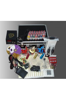 3 Professional Tattoo Guns Kit for Lining and Shading with LCD Power Supply (14 Colors Included)