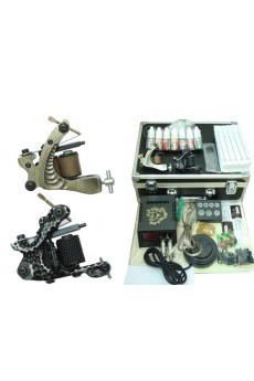 2 Tattoo Machines with LCD Power Supply and Locking Aluminum Carrying Case (7 Colors Included)