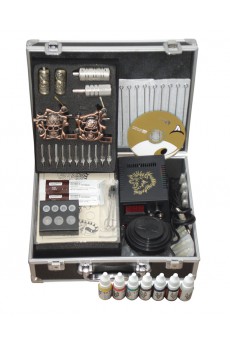 Stainless Steel Professional Tattoo Machines Kit Completed Set with 2 Tattoo Guns for Lining and Shading