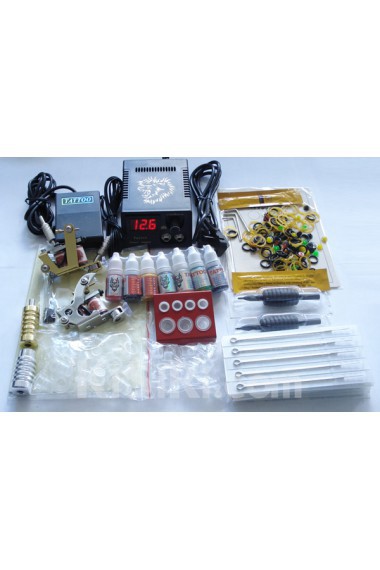 Tattoo Machines Kit Completed Set with 2 Tattoo Guns and Great Quality Power Supply (7 Colors Included)