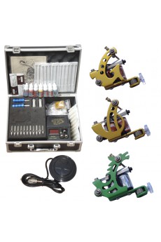 3 Stainless Steel Professional Tattoo Machines Kit for Lining and Shading