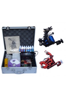 2 Stainless Steel Professional Tattoo Machines Kit for Lining and Shading