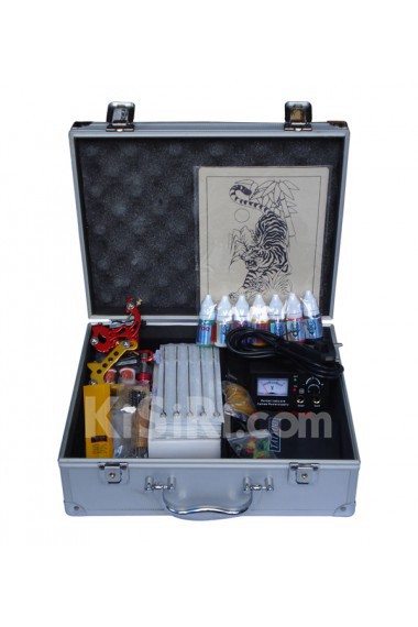 Professional Tattoo Guns Kit Completed Set with 2 Stainless Steel Tattoo Guns for Lining and Shading
