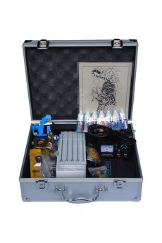 2 Stainless Steel Professional Tattoo Guns Kit with 7 x 10ml Colors 