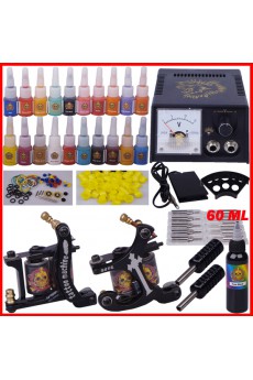 2 Tattoo Machines Kit with 20 Colors