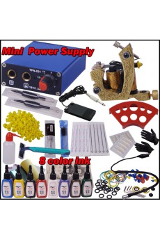 Professional Tattoo Kit with LCD Power and 8 Colors