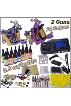 Tattoo Machine Kit Include 2 Tattoo Machine and 14 Colors
