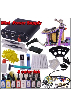 High Quality Tattoo Machine Kit with 1 Tattoo Gun and 8 Bottle Inks