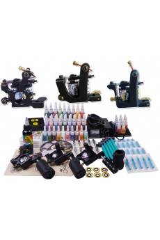 Tattoo Machine Kit Completed Set With 3 Tattoo Guns and 54 Colors