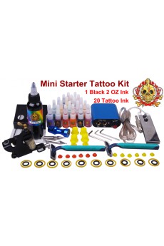 Beginer Tattoo Gun Kit for Lining and Shading (20 x 5ml Colors Included)