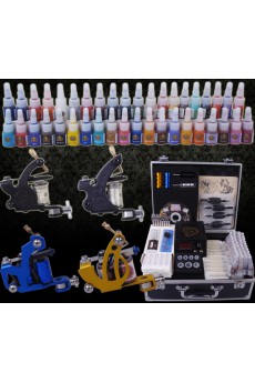 4 Top Professional Tattoo Guns Kit for Lining and Shading (40 x 5ml Colors)