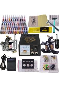 2 Professional Tattoo Guns Kit for Lining and Shading with 54 Colors