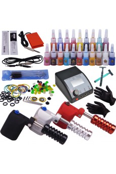 3 Rotation Tattoo Machines Kit for Lining and Shading with 20 Colors