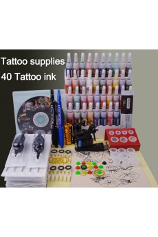 Tattoo Gun Kit for Lining and Shading with 40 Colors Included