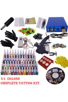Professional Tattoo Gun Kit for Lining and Shading (54 Colors Included)