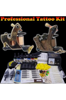 Professional Tattoo Machines Kit Completed with 2 Tattoo Machine Guns and 7 Colors