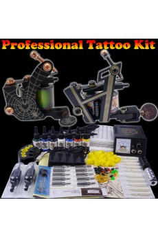 2 Tattoo Machines Kit for Lining and Shading with 7 Colors Included