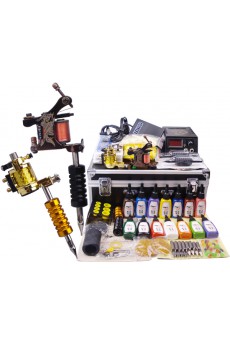 Professional Tattoo Machines Kit Completed Set with 2 Tattoo Machine Guns (14 Colors)