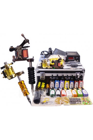 Professional Tattoo Machines Kit Completed Set with 2 Tattoo Machine Guns (14 Colors)