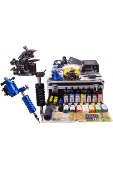 2 Tattoo Machines Kit with LCD Power Supply and 14 Colors Included