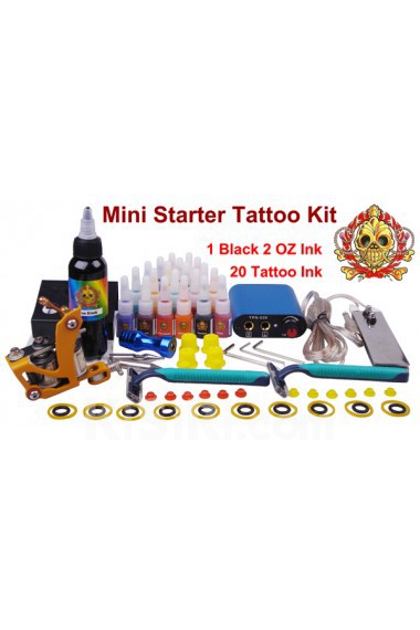 Professional Tattoo Gun Kit for Lining and Shading (20 x 5ml Colors Included)