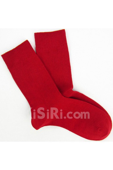 Red Combed Cotton Men's Socks