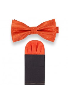 Men's Orange Microfiber Bow Ties and Pocket Square