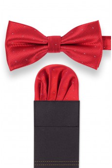 Men's Red Microfiber Bow Ties and Pocket Square