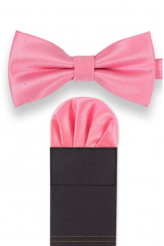 Men's Pink Microfiber Bow Ties and Pocket Square