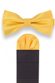 Men's Yellow Microfiber Bow Ties and Pocket Square