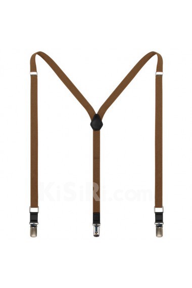Men's Brown Elastic Webbing Leather Suspender