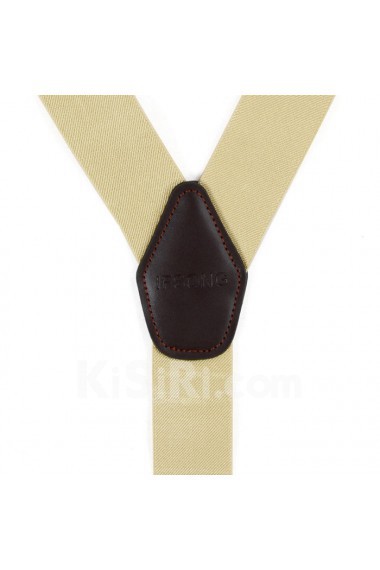 Men's Yellow Elastic Webbing Leather Suspender