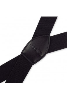 Men's Black Elastic Webbing Leather Suspender