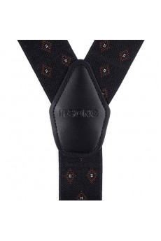 Men's Black Elastic Webbing Leather Suspender 